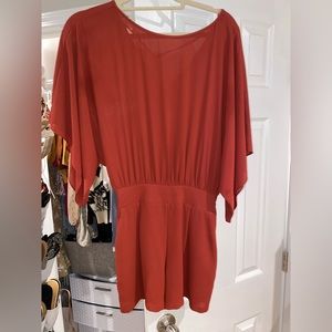 White House Black Market Red Long Sleeve Romper